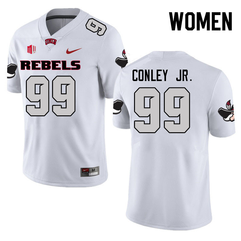 Women #99 Keith Conley Jr. UNLV Rebels College Football Jerseys Stitched Sale-White - Click Image to Close